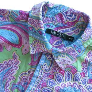 Lauren Ralph Lauren Paisley Print Sleepshirt Size Medium Button Down Cotton
